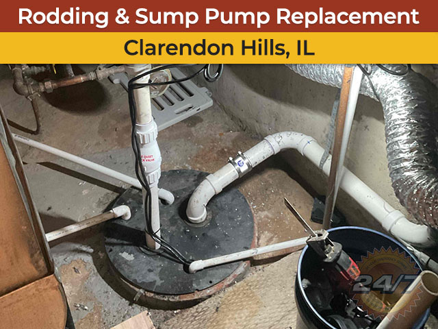 Main Line Rodding & Sump Pump Replacement in Clarendon Hills